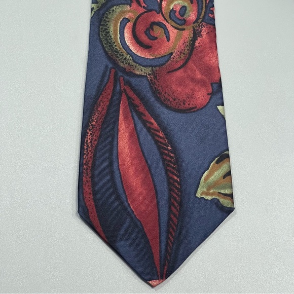 VTG Don Loper Beverly Hills Italian Silk Necktie Blue Red Green Floral Design - Picture 2 of 5